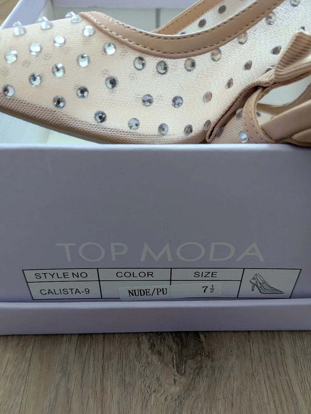 Nude Sparkle Rhinestone Bling Pointed Slingback Pumps/Heels with Crystal Accents